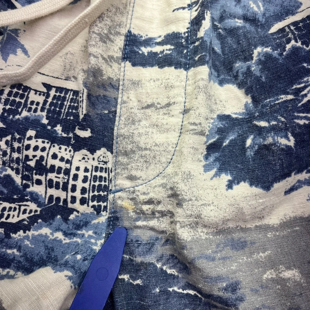 Linen Blend Shorts Elastic Waist Tropical‎ Print Casual Mens Fits 30